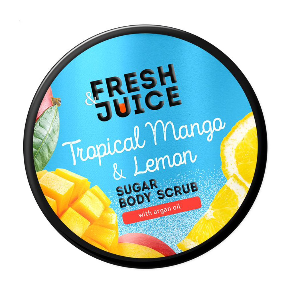 Цукровий скраб для тіла Fresh Juice Tropical Mango &amp; Lemon Sugar Body Scrub з аргановою олією, 200 мл